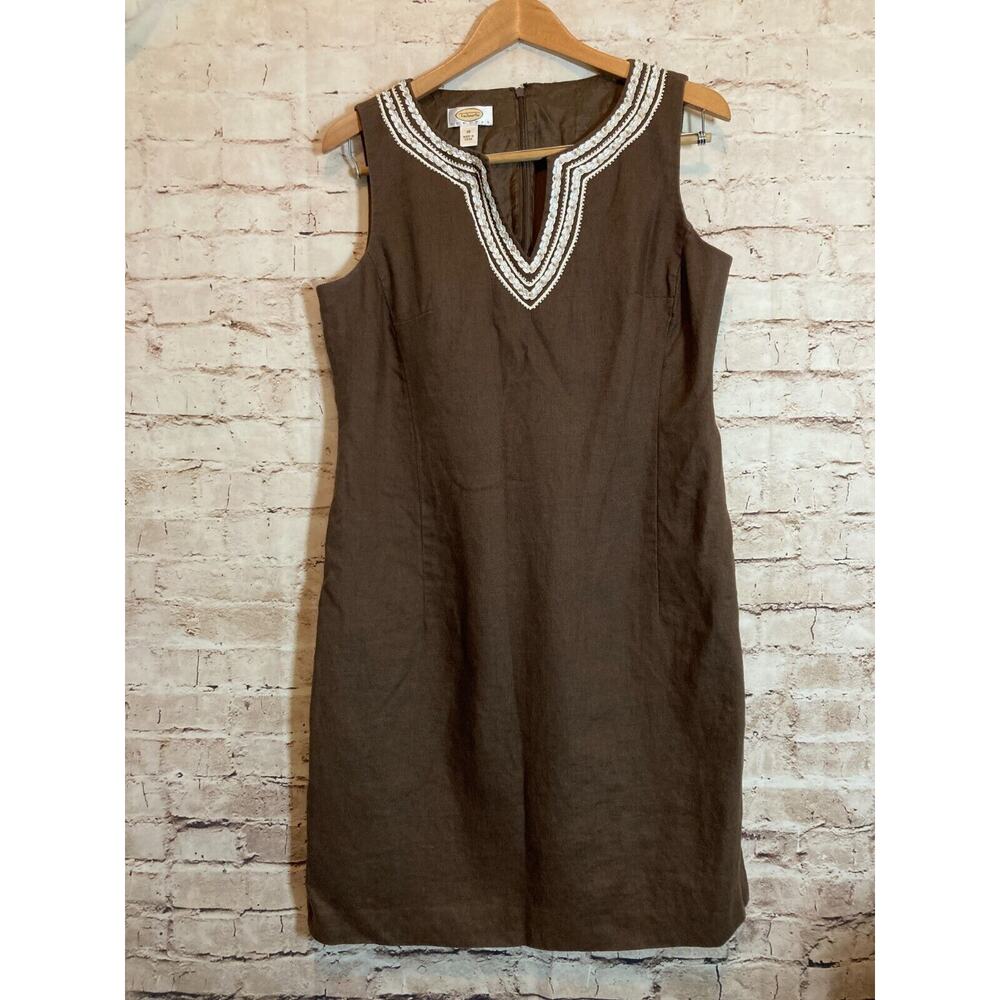 Talbots Brown Mini Dress with White Trim